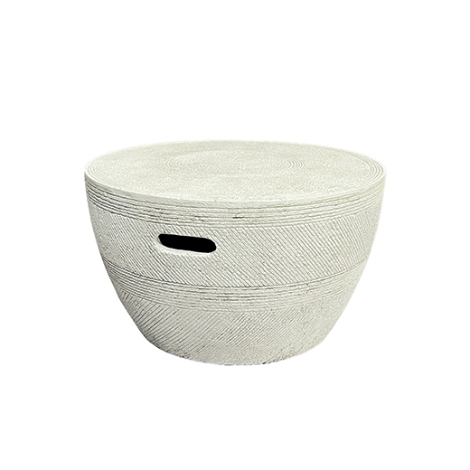 Custom concrete furniture including coffee tables and round stools